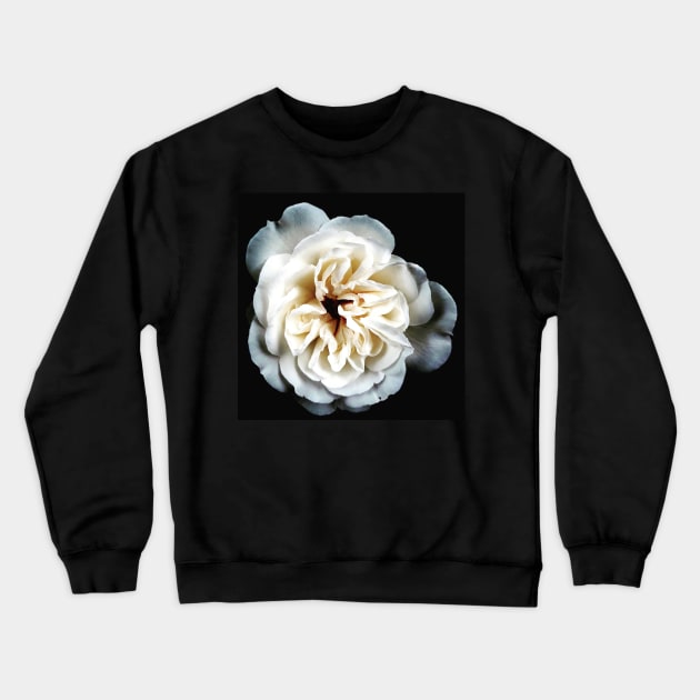 White Rose on Black Crewneck Sweatshirt by Signe23